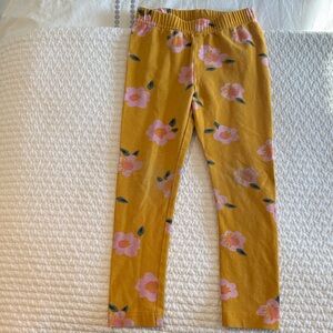 Hanna Andersson yellow/pink floral leggings size 4
